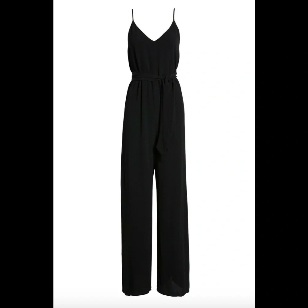 NEW $148 Reformation Milly Jumpsuit in Black W/‎ Belt [ SZ Large ]